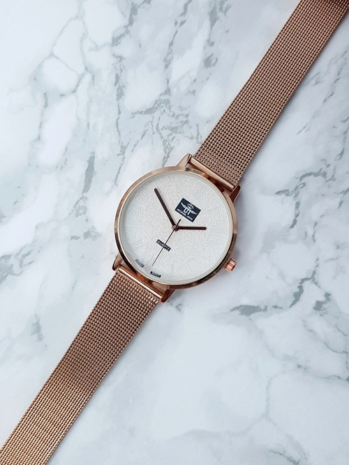 Жіночий годинник Michael John Elis рожеве золото / білий циферблат