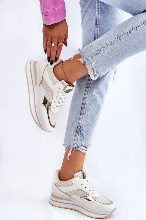 Жіноче спортивне взуття на танкетці Світло-бежевий Ruby