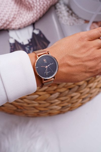 Жіночий годинник GG Luxe Pink Gold Black Dial Bemas