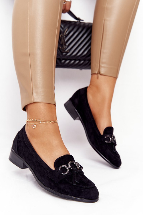 Елегантні жіночі лофери Vinceza 10585 замшеві чорні