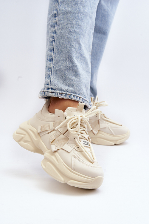 Жіночі кросівки на масивній підошві, бежевого кольору Windamella