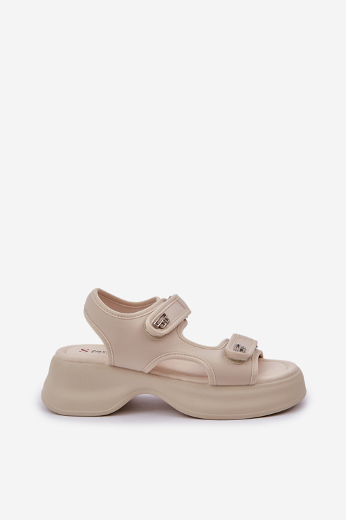 Текстильні Легкі Сандалі На Платформі Світло-бежеві Deniffia