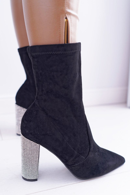 Жіночі чорні чоботи на шпильці замшеві Hendo