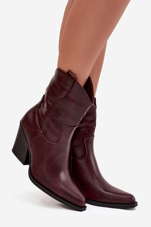 Жіночі ковбойські чоботи з еко-шкіри на підборах Bordeaux Sorelia