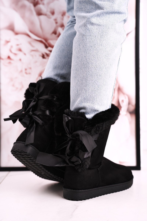 Жіночі зимові черевики з тасьмою, утеплені на хутрі, чорні Kaylee