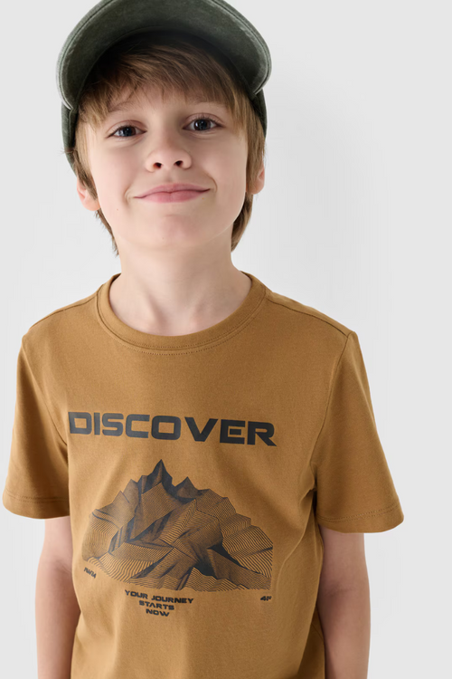 Футболка з принтом для хлопчика 4F 4FJWAW24TTSHM1553-74S жовта