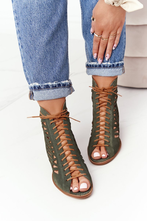 Замшеві ажурні чоботи Maciejka Green 04040-09