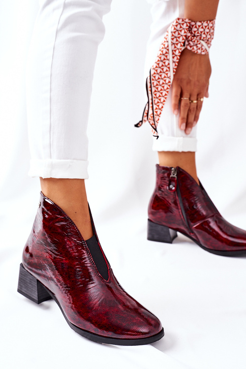 Чоботи шкіряні утеплені Maciejka 04777-13 темно-червоні