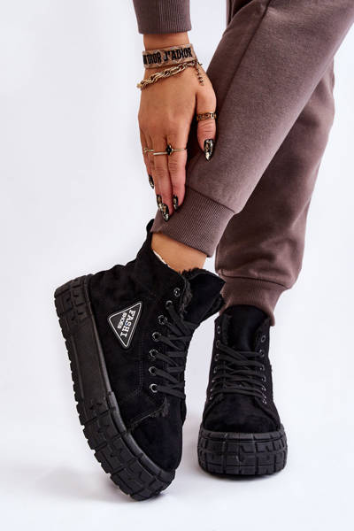 Замшеві кросівки з високим утепленням, чорні Evren