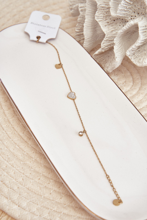 Браслет на щиколотку із золотими сердечками