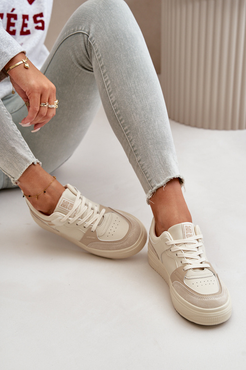 Жіночі низькі кросівки з еко шкіри Big Star OO274029 Beige