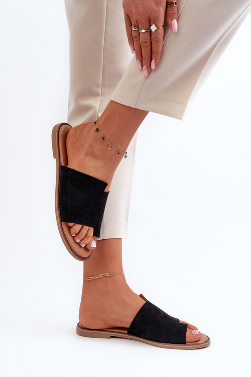 Жіночі замшеві шльопанці чорного кольору Amite