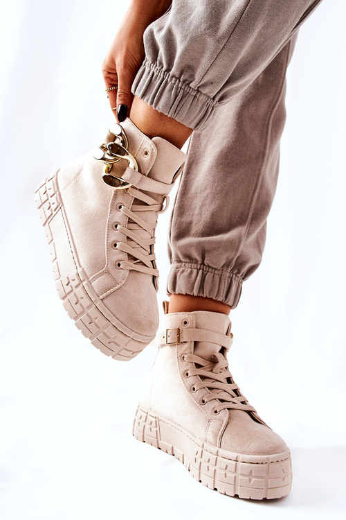 Високі кросівки на платформі світло-бежеві Evenia