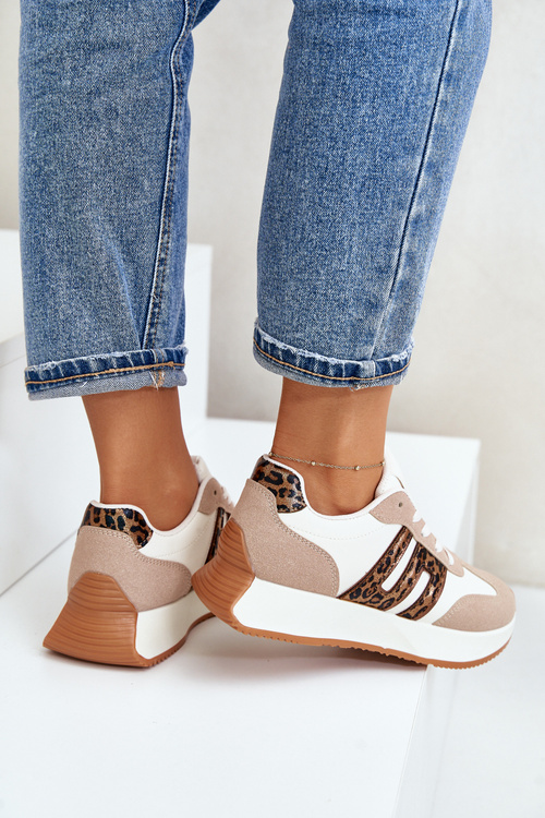 Кросівки Спортивне взуття на платформі Leopard Жіночі бежеві Thari