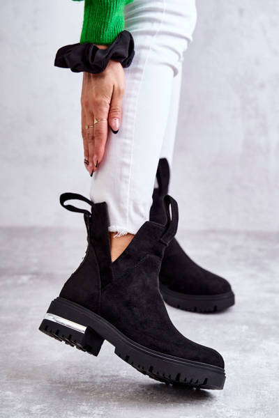 Замшеві черевики з вирізами Чорні Elvera