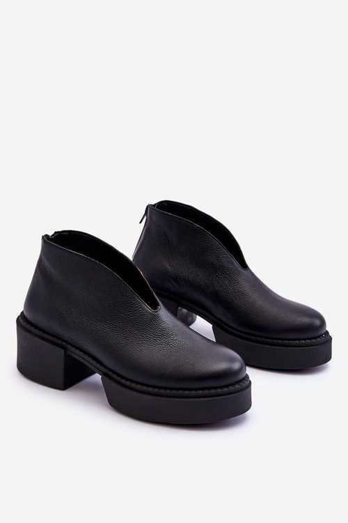 Шкіряні чоботи на масивних підборах Nicole 2795/056 Чорні