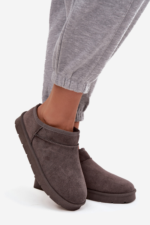 Жіночі зимові черевики з теплою підкладкою темно-сірі Serenne