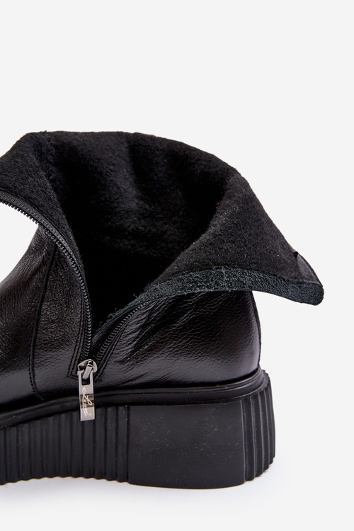 Жіночі шкіряні чоботи на платформі Чорні Jenefer