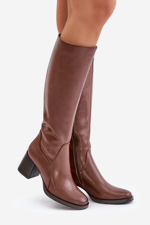 Шкіряні чоботи на платформі утеплені Sergio Leone KZ231-S Коричневий