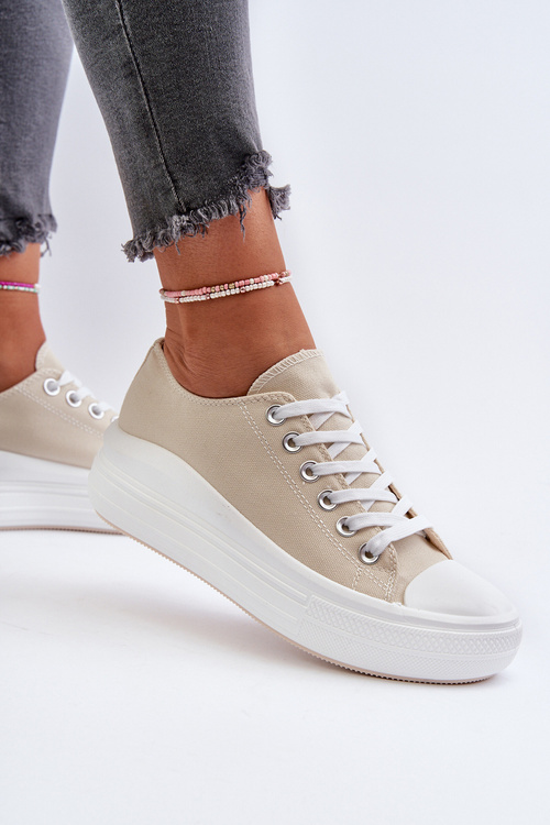 Жіночі кросівки на масивній платформі бежеві Amyete