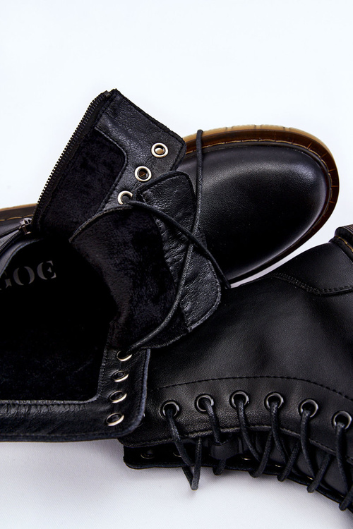 Жіночі шкіряні теплі черевики на слайдері GOE II2N4060 Чорні