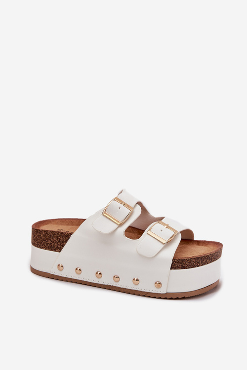 Жіночі Сандалі З Пряжками На Масивній Платформі Білі Odisene