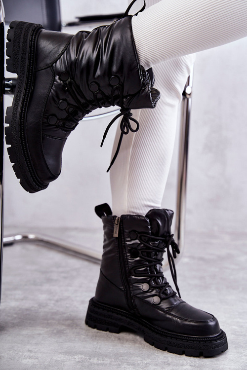 Жіночі снігові черевики на шнурівці GOE KK2N4017 Чорні