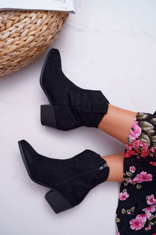 Жіночі ковбойські чоботи на плоскій підошві чорні Telifa