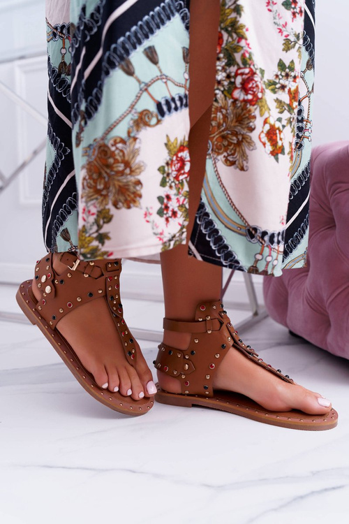 Сандалі Lu Boo Camel Rhinestone Flip Flop Flops