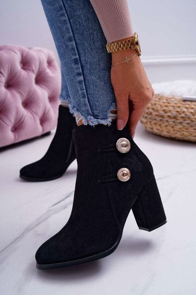 Жіночі замшеві черевики на шпильці чорні Barski 73-2