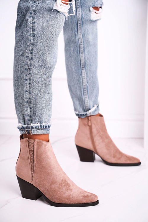 Чоботи жіночі на високому каблуці Хакі Гучні