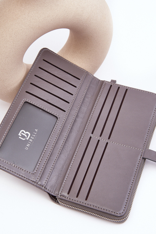 Жіночий лакований гаманець з магнітом сірий Nereva Bielia
