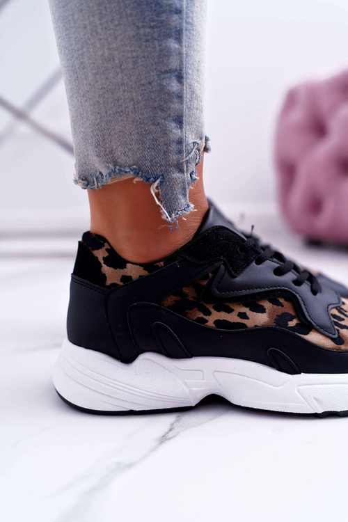 Спортивне жіноче взуття чорного кольору Leopard Mezeno