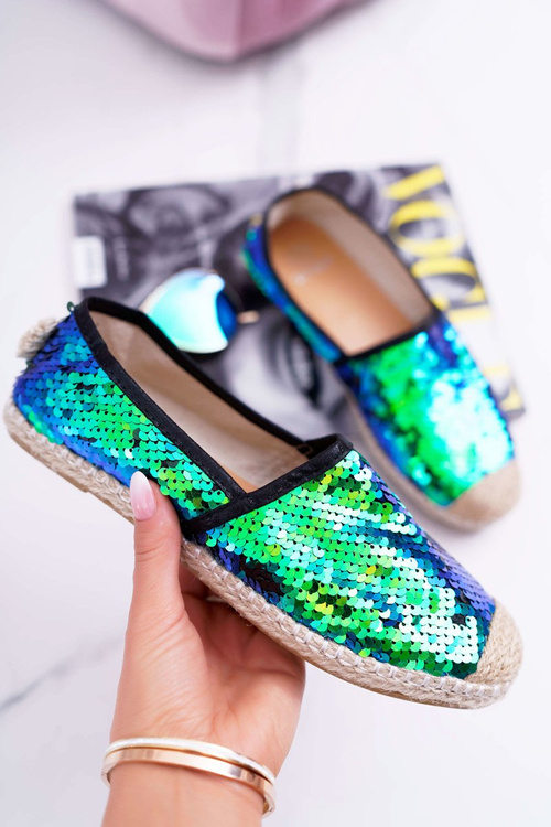 Жіночі еспадрільї Lu Boo із зеленими блискітками