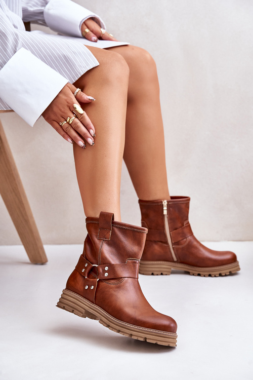Шкіряні жіночі ботильйони на підборах коричневі Lewski 3610