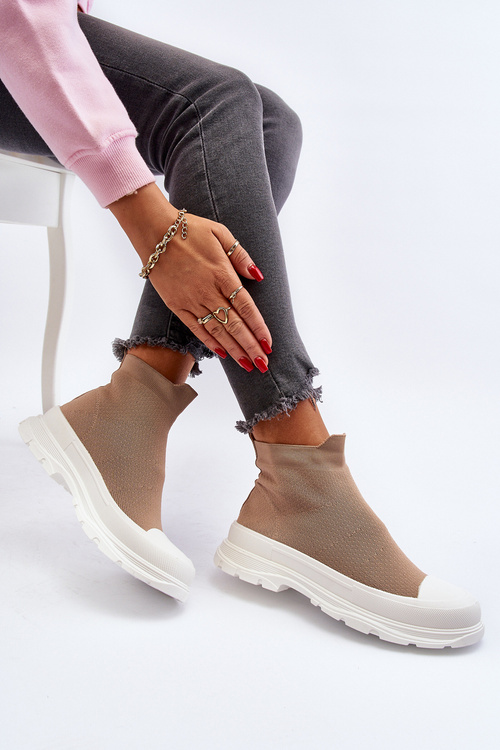 Жіночі чоботи-шкарпетки коричневого кольору Ilanae