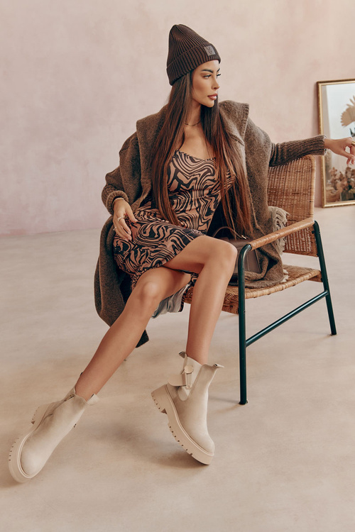 Замшеві теплі черевики Workers Beige Magnis