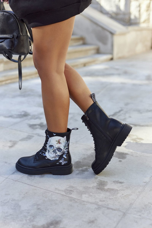 Жіночі високі чоботи з принтом GOE II2N4045 Чорні