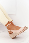 Плетені босоніжки на танкетці бежеві Las Palomas