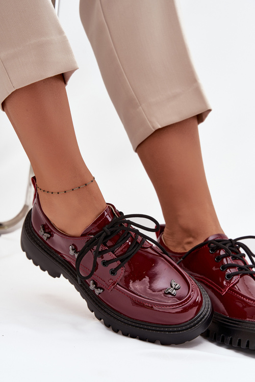 Лаковані шкіряні жіночі туфлі з пряжками Artiker 57C0336 бордові