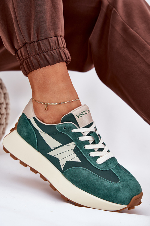 Жіноче Спортивне Взуття З Замші На Платформі 66720 Зелене Vinceza