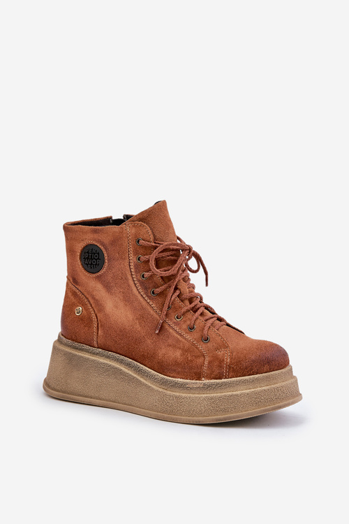 Замшеві ботильйони на масивній платформі Maciejka 06309-29 Коричневий