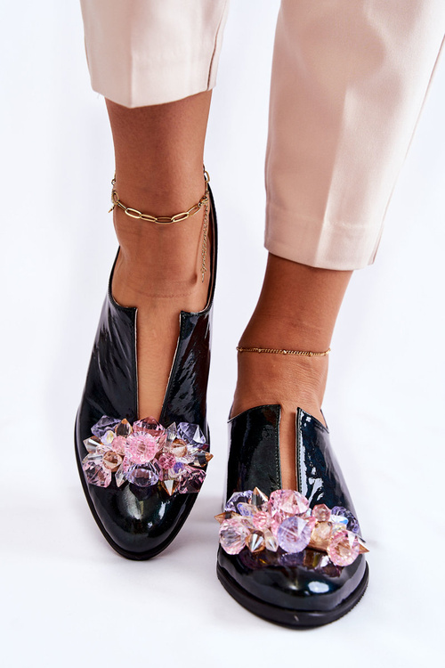 Лаковані мозаїчні туфлі з прозорим декором Green Delaver