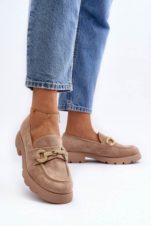 Жіночі бежеві лофери з прикрасами Railenes