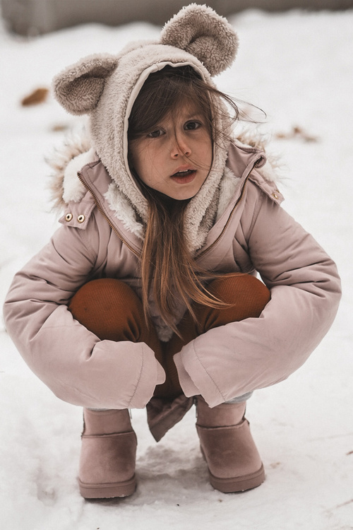 Дитячі зимові черевики утеплені хутром з вушками Рожева Betty