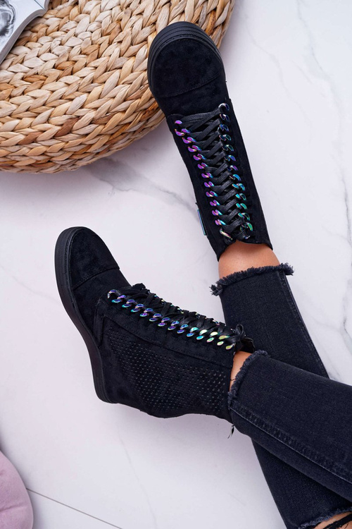 Жіночі ажурні замшеві кросівки Lu Boo Black Clamma
