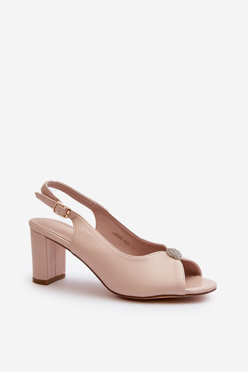 Елегантні босоніжки на шпильці з бежевим декором Trasea