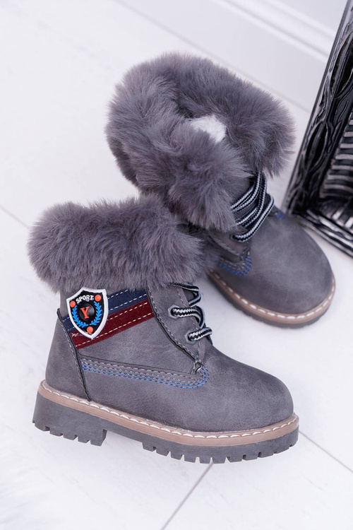 Дитячі чоботи для хлопчика на флісовій підкладці Trappers Grey Cobi