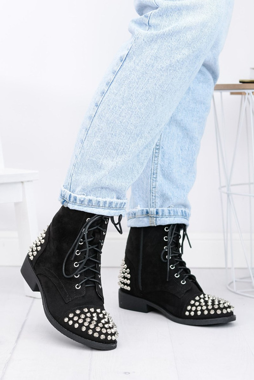 Жіночі чоботи Lu Boo замшеві робочі чорні з шпильками