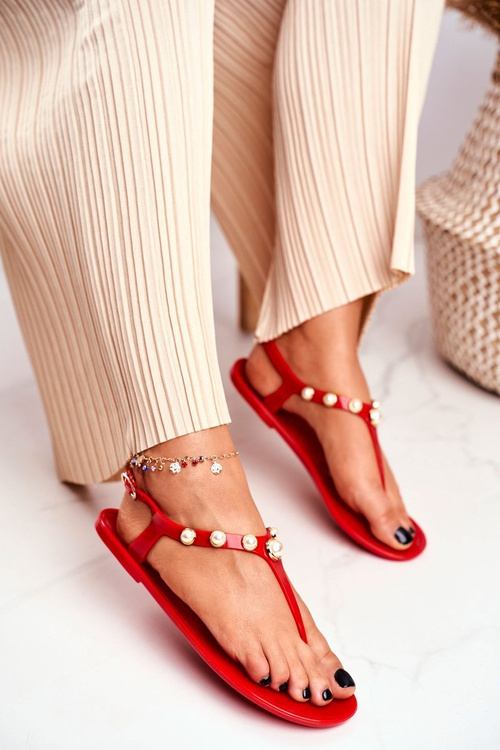 Жіночі гумові босоніжки Pearls Red Japanese Denise